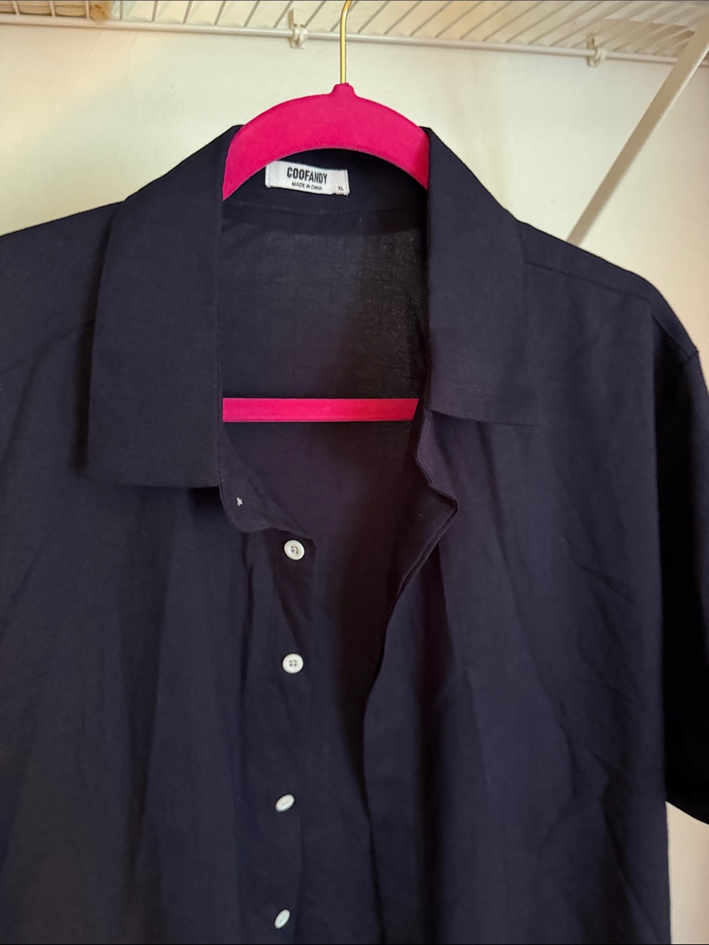 COOFANDY Men's Navy Button-Up Shirt